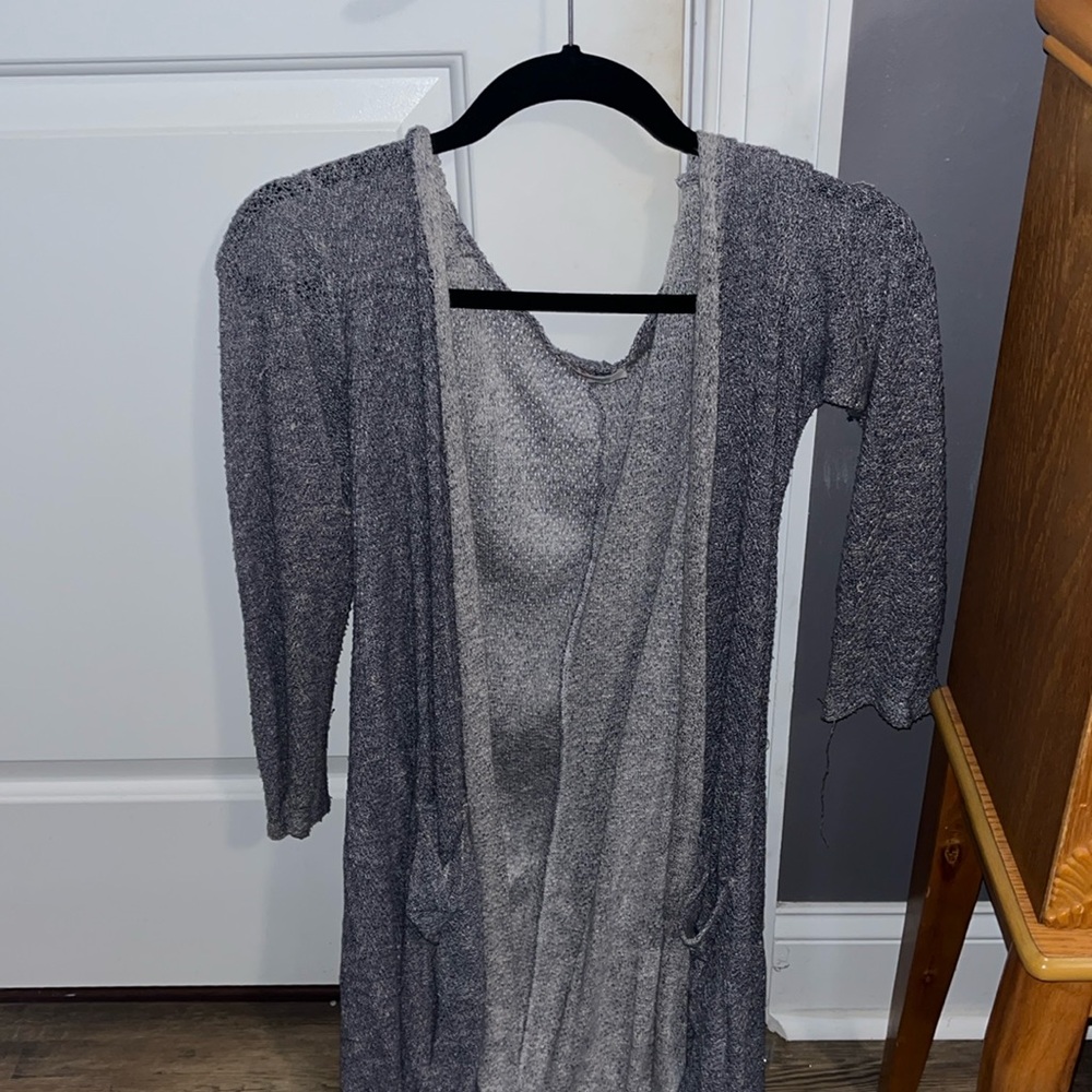 Long cardigan, Airy, gray, soft, pockets